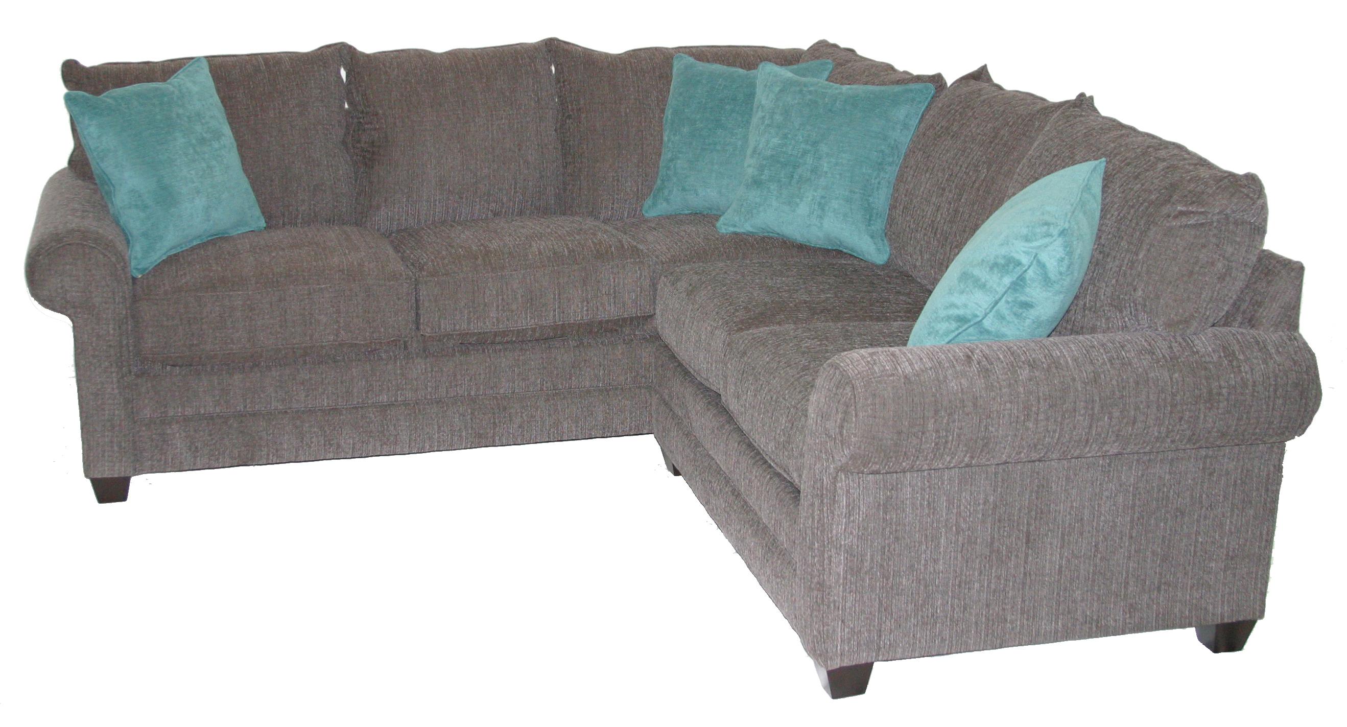 Bassett Alex 3989 Casual 2Piece Sectional Sofa with Rolled Arms and